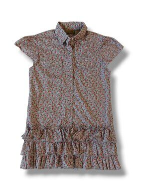 Wrangler Girls Cowgirl Dress Western Pearl Snap Floral Print Ruffle Hem Size M 8